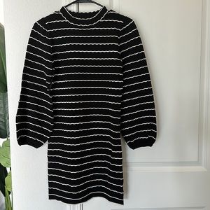 NWOT Kittenish Sweater Dress. Black and White. Size Medium. Smoke free home